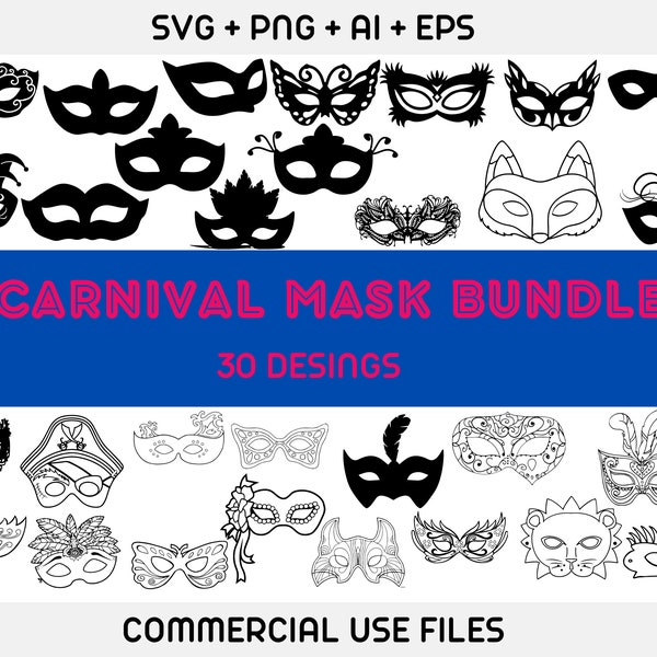 Carnival Mask svg, Carnival Mask Silhouette, Venetian masks, silhouette mask,  Masquerade vectors, mask vectors, costume party