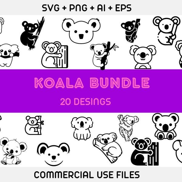 Koala Svg Cut File,Koala Svg bundle,Animal svg, Australia Wild Life,Koala svg, Baby koala,Australian animals,Koala Clipart, Koala vinyl file