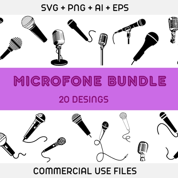 microphone svg ,mic svg ,retro microphone svg, microphone clipart , Microphone digital, Microphone SVG Bundle,Vintage microphone svg, Music
