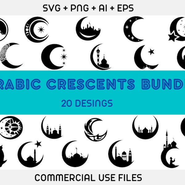 Eid Mubarak svg Bundle, Arabic crescents, Ramadan Eid Islamic Cut files, Ramadan Mubarak SVG, Eid Mubarak Cut files