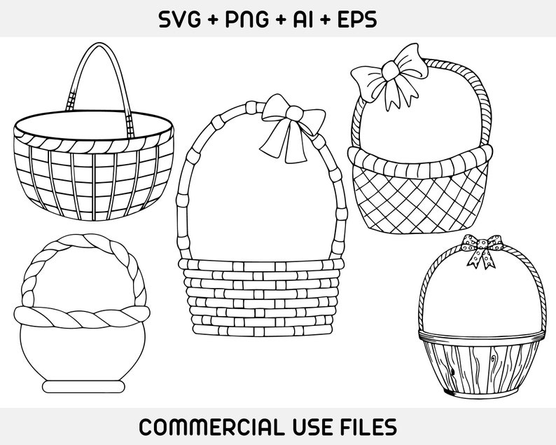 Basket SVG Basket Svg Bundle Easter Egg Basket SVG Wicker - Etsy