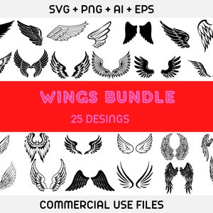 Wings SVG Bundle, Wings svg, angel wings svg, wings cut file, wings cricut, wings clipart, wings silhouette files