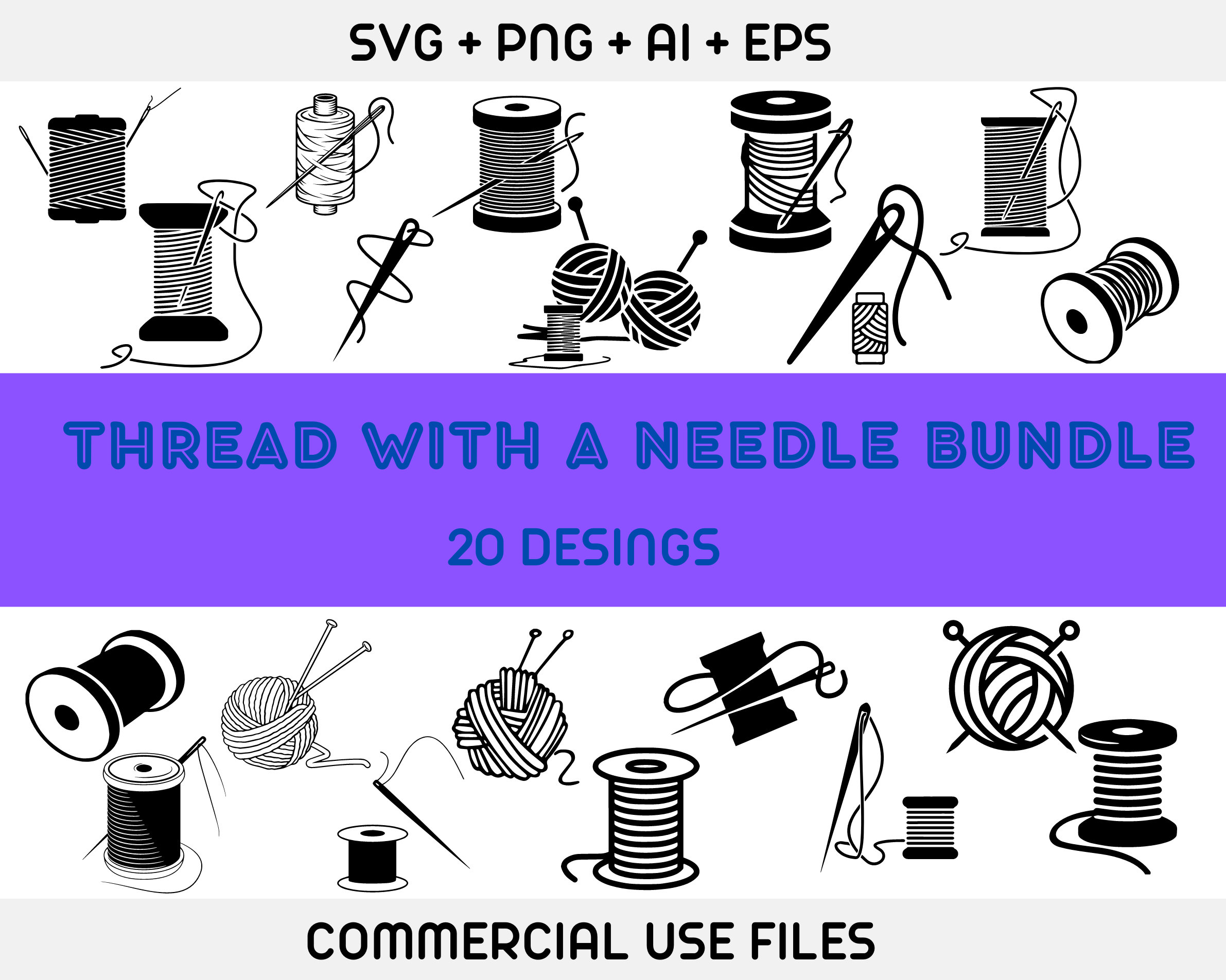 Thread With a Needle Svg Spool of Thread Svg Filesewing Svg Etsy