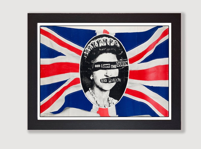 Framed Sex Pistols God Save the Queen Promo Poster Reproduction Print image 1