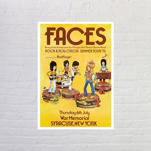 Faces Concert Poster Reproduction Print New York 1972 Rod Stewart Ronnie Wood. Available Framed zdjęcie 2