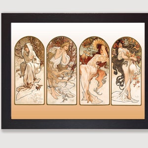 Framed The Seasons Vintage Alphonse Mucha Art Nouveau Reproduction Poster Print