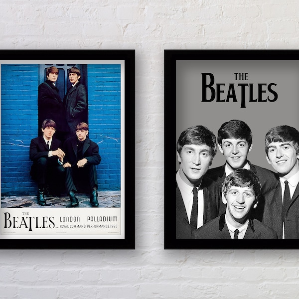 Set of 2 Beatles Poster Prints / Available Framed / Beatles Wall Art