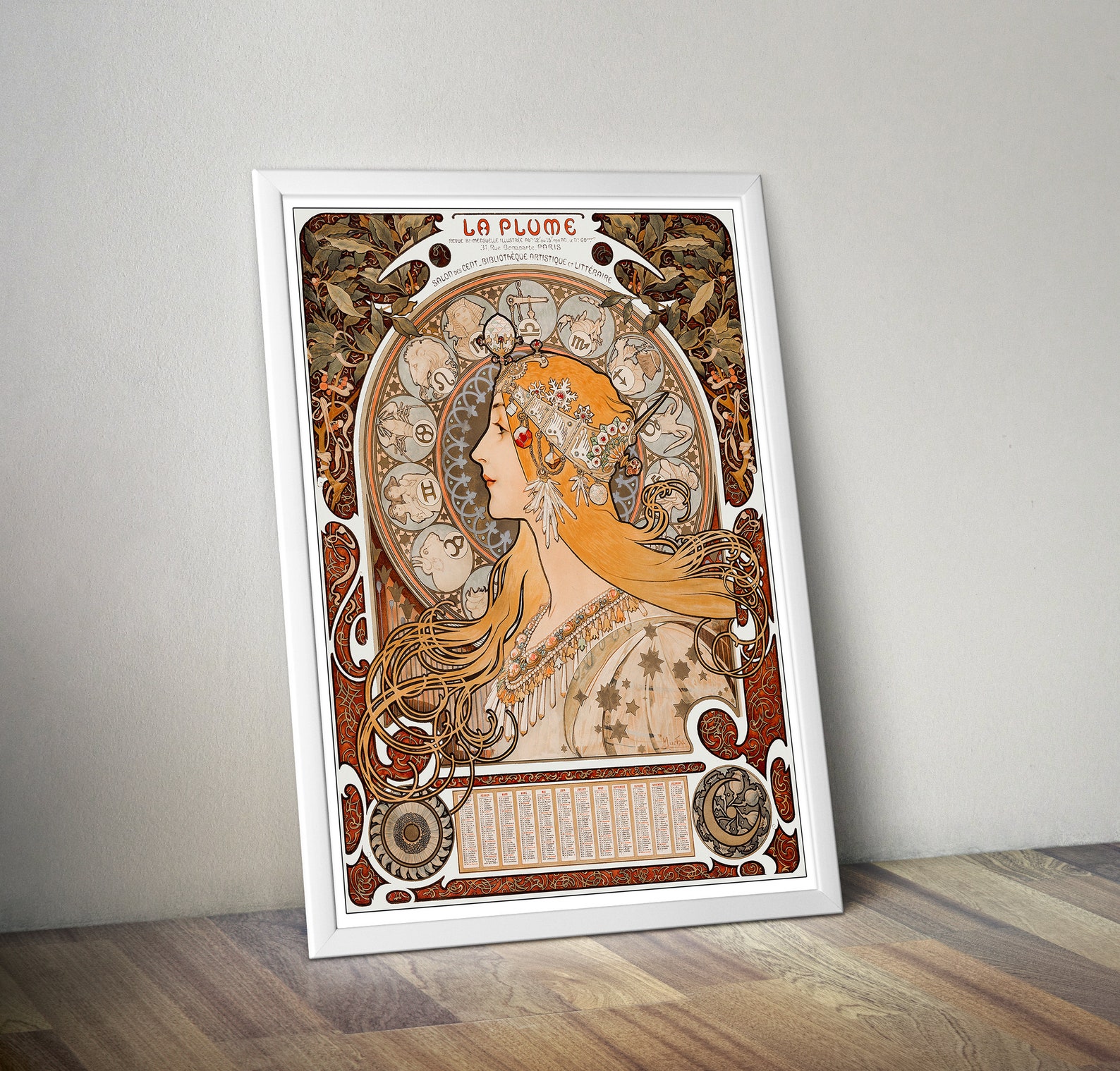 Vintage La Plume Alphonse Mucha Art Nouveau Reproduction Etsy