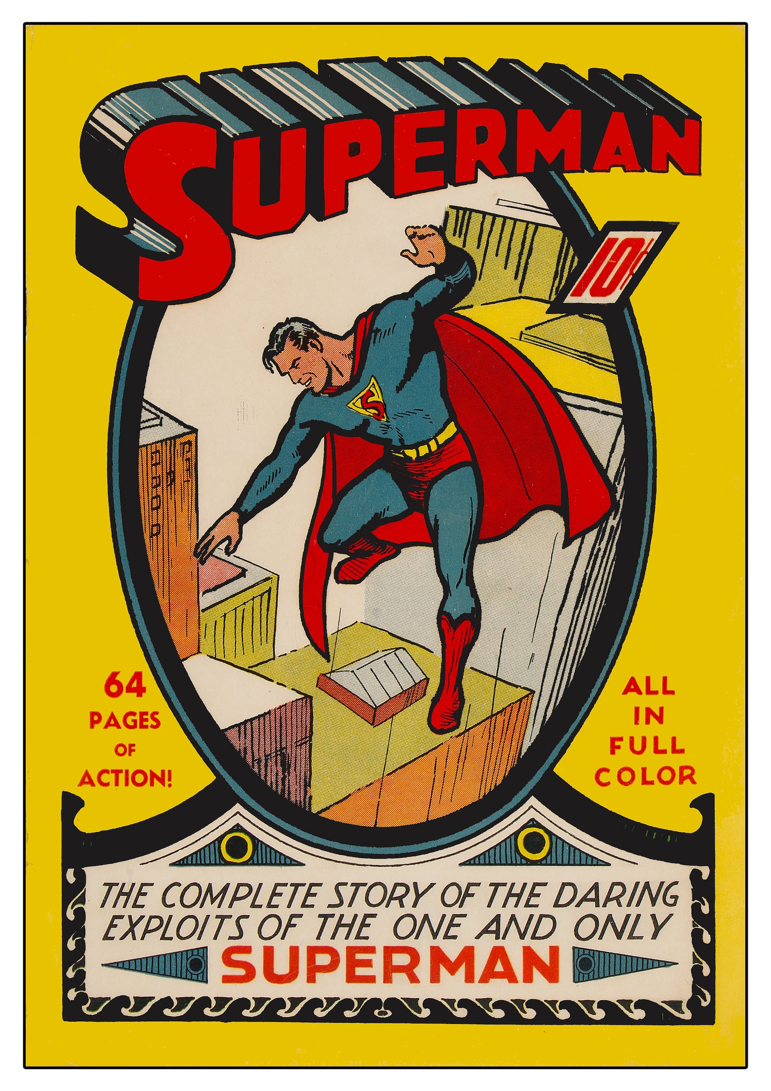 Superman Issue 1 Vintage Comic Cover Reproduction Poster Print Etsy