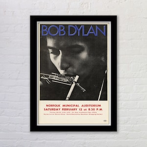 Bob Dylan Norfolk Auditorium Reproduction Concert Poster Print Wall Art 1966 Available Framed