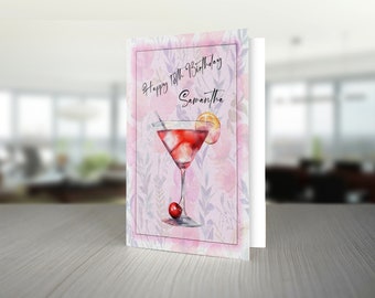 Personalised Cocktail Birthday Card Choose from 5 Different Designs. A5 size.