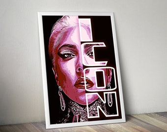 Lady Gaga Icon Wall Art Poster Print Wall Art.  Available in  A4 and A3 Sizes.