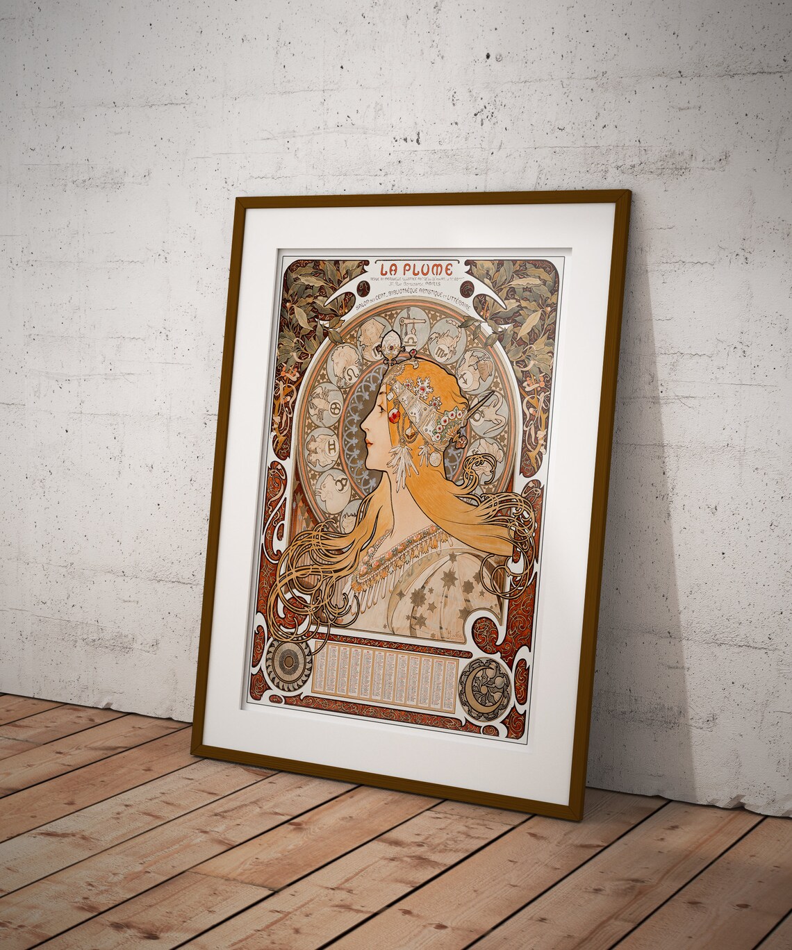 Vintage La Plume Alphonse Mucha Art Nouveau Reproduction Etsy