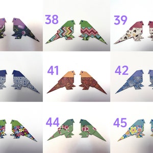 May include: A set of 10 origami paper birds, each with a different patterned design. The birds are numbered 37 through 46.