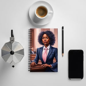 Empowered Black Female Lawyer Spiral notebook  - Legal Professional Accessory, Law School, Judge, Law Student, African Lawyer