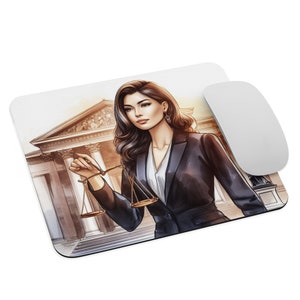 Woman Lawyer Legal Scales of Justice Mouse Pad - Attorney Notebook, Legal Gift, Law School Diary