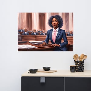 Empowered Black Female Lawyer -Attorney Poster, Legal Gift, Law School, Law Student, Lawyer, Juris Doctorate