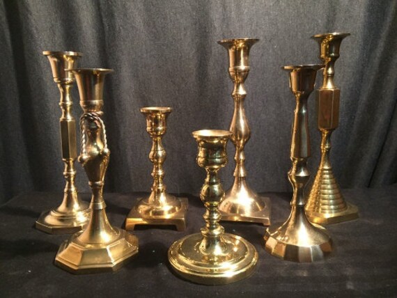 Eclectic Vintage Brass Candlestick Collection | Mismatched Sets for Holiday  Decor