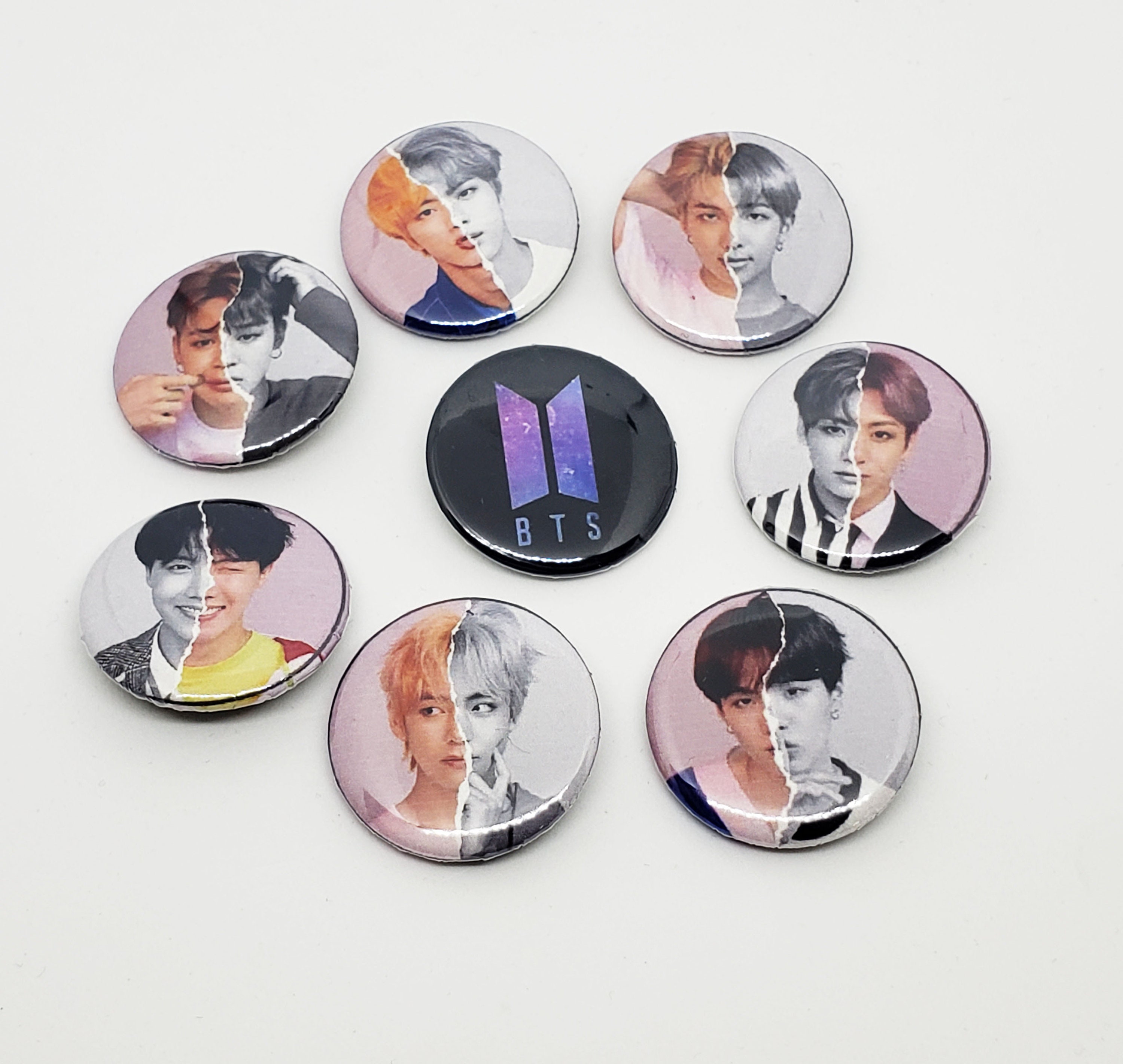 BTS Kpop Button Pins Set B set of 8 Pins Etsy