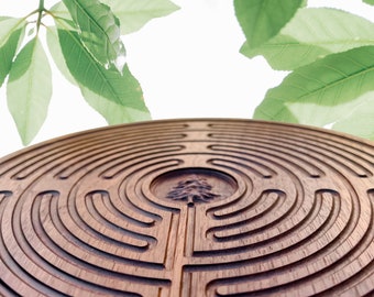 5.5” Wood Travel Prayer Labyrinths | Meditation Practice, Sensory Play, Spiritual Awakening | Inspired by the Chartres Labyrinth | Gift
