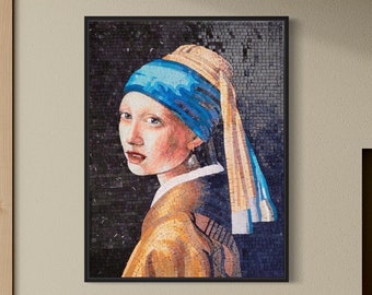 Girl with a Pearl Earring by Vermeer Mosaic Reproduction Marble Mosaic Murals