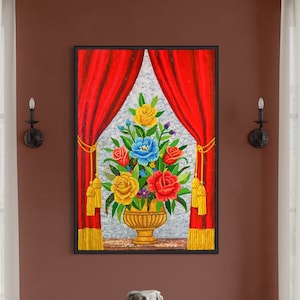 Flowers Vase Bouquet Mosaic Wall Art flower art Marble Mosaic tile