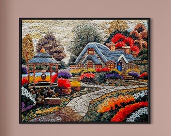 Landscape colourful Mosaic wall Art handmade marble mosaic tile