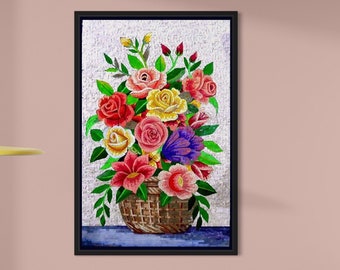 Flower Vase Mosaic wall Art Handmade Marble Mosaic Art