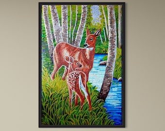 Handmade wall Art Deer Mosaic Wall Art | Unique Wall Art , Animal Wall Decor ,neutral wall art,home wall hanging
