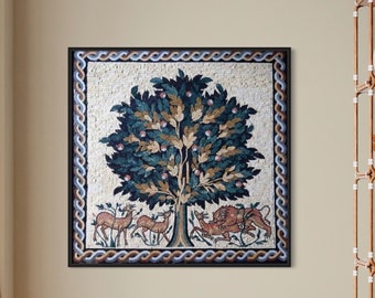 Tree of life Mosaic wall Art kitchen backsplash handcrafted Marble Mosaic Tile