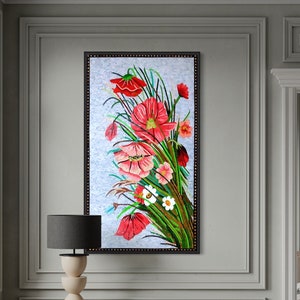 Flower Art Mosaic flowers  wall Art colorful Handmade Marble Mosaic wall tile
