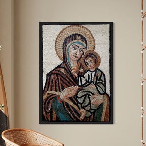 Jesus and virgin Mary Mosaic wall art - Handmade Marble mosaic murals