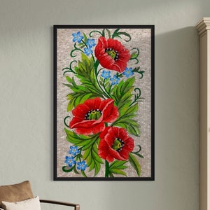 Flower Art Mosaic flowers vase wall Art colorful Handmade Marble Mosaic wall tile