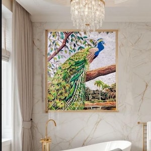 Peacock wall Decor Mosaic Wall Art ,bird art Animal Wall Art | Peacock Lover Gift| Extra Large Wall Art , unique wall art,wall hanging art