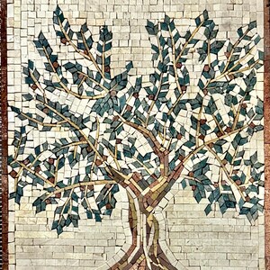 Kitchen Backsplash Olive Tree Mosaic Kitchen wall Art kitchen backsplash Marble Mosaic Tile, Stove backsplash , Kitchen deco