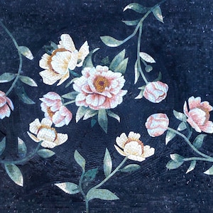 mosaic Art tile, handmade floral tile , marble mosaic tile