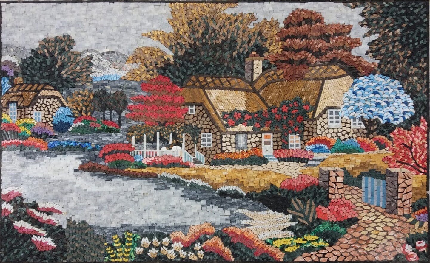Mosaic Tile Artwork Landscape Marble Mosaic Murals Custom Natural Stone ...
