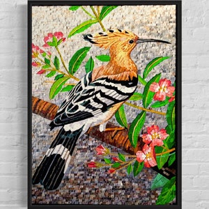 Hoopoe Mosaic wall art Handmade Marble Mosaics Art - Mosaic Bird Art