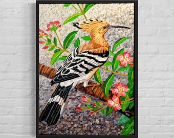 Upupa Mosaico da parete Arte Mosaici in marmo fatti a mano Arte - Mosaico Uccello Art