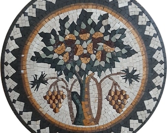 Tree Of life Mosaic Round wall art | Handmade Marble Mosaic Art