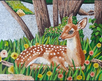 Handmade Deer wall Art , Mosaic Wall Art | Unique Wall Art , Animal Wall Decor ,neutral wall art,home wall hanging