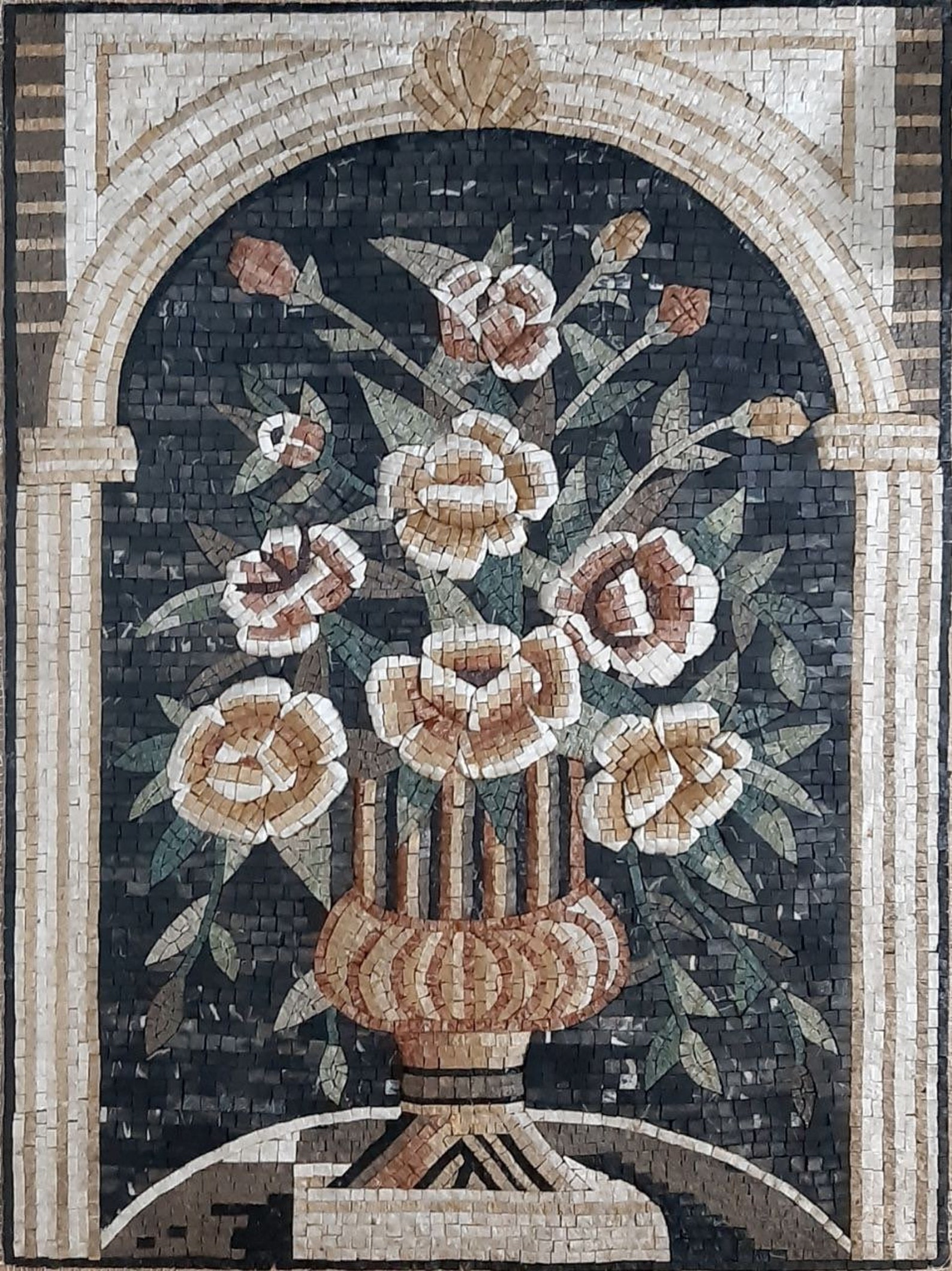 Marble Mosaic Flower Vase Wall Art | Handmade Mosaic Murals - Etsy