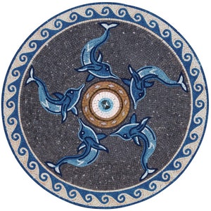 Dolphins Mosaic Tile | Marble mosaic floor tile , Decorative Tile
