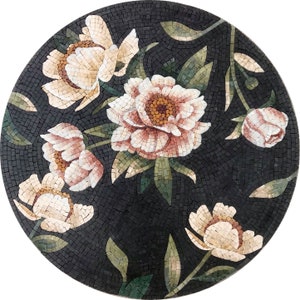 Floral Mosaic Marble Medallion - Handmade Marble Mosaic Tile