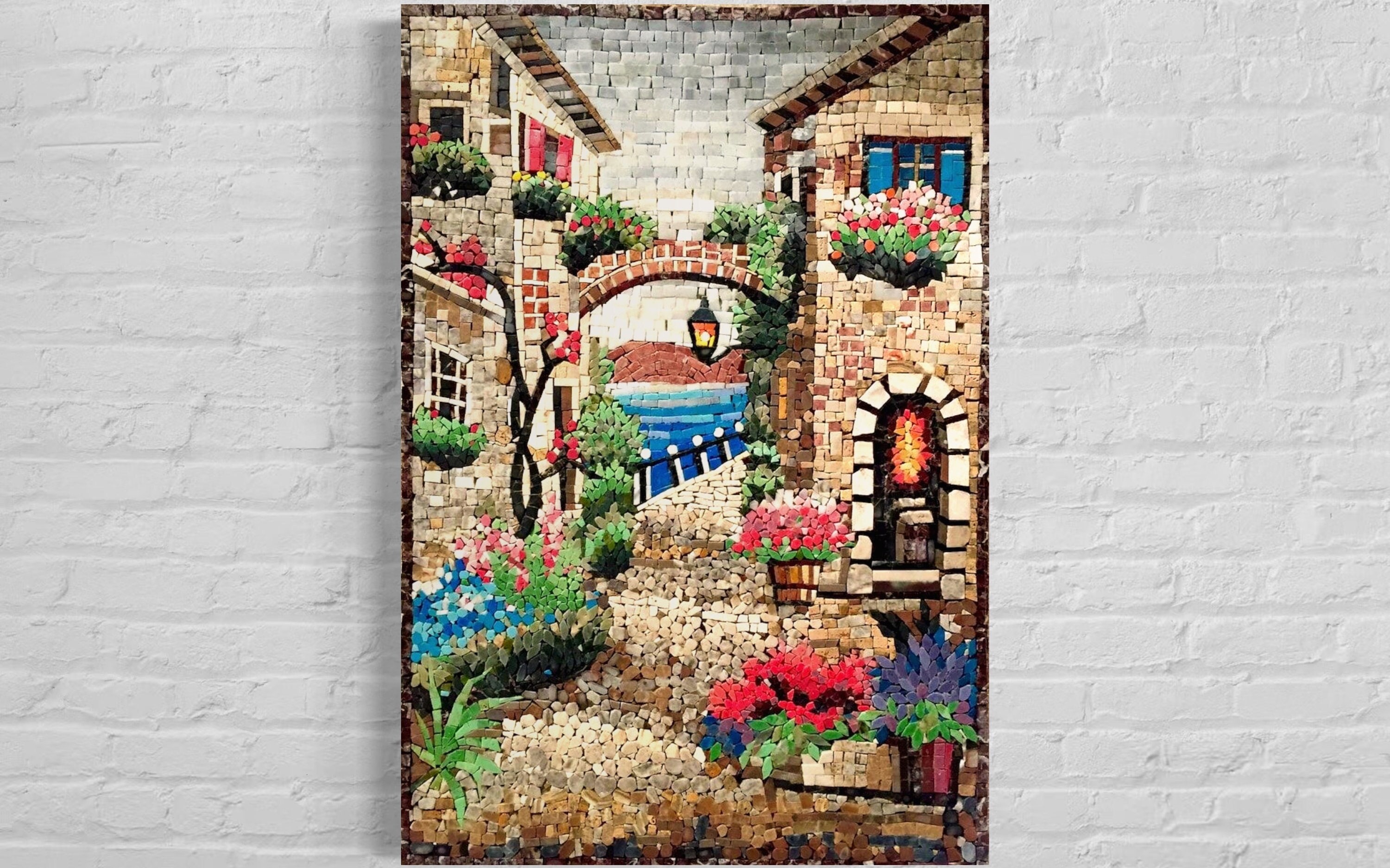 cityscap wall art, landscape wall art, Handmade wall Art ,living room wall art ,unique wall art,Mosaic wall Art,farmhouse decor
