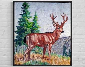 Handmade wall Art Deer Mosaic Wall Art | Unique Wall Art , Animal Wall Decor ,neutral wall art,home wall hanging,farmhouse decor