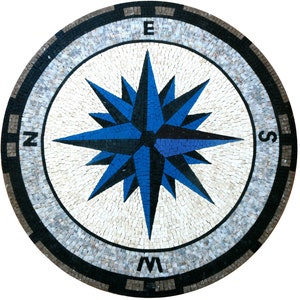 Mosaic Compass Rose Nautical Marble Mosaic Medallion Flooring Tiles, backsplash tile , decorative tile