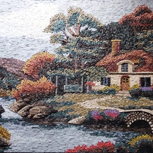 Mosaic Tile Artwork Landscape Marble Mosaic Murals Custom Natural Stone Mosaic for Home Decor, Wall Art, and Murals"