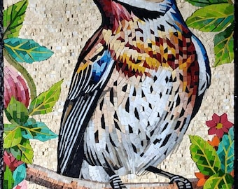 Upupa Mosaico arte murale Mosaici in marmo fatti a mano Arte - Mosaico Uccello Arte