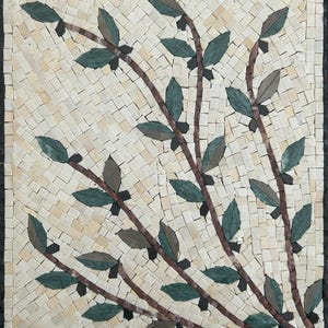 Kitchen Backsplash Olive Tree  branches, Mosaic Kitchen wall Art, kitchen backsplash , Marble Mosaic Tile, Stove backsplash, kitchen &dining